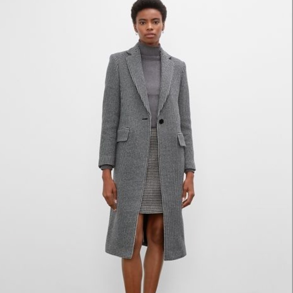 Slim Tailored Coat - Brand New - NEVER WORN - Black & White Houndstooth - Picture 2 of 7